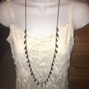 Long black dangle necklace w/ matching earrings